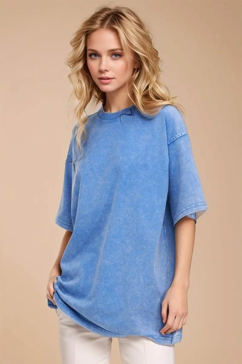 Basic Bae Round Neck Half Sleeve T-Shirt for Women - Love Salve